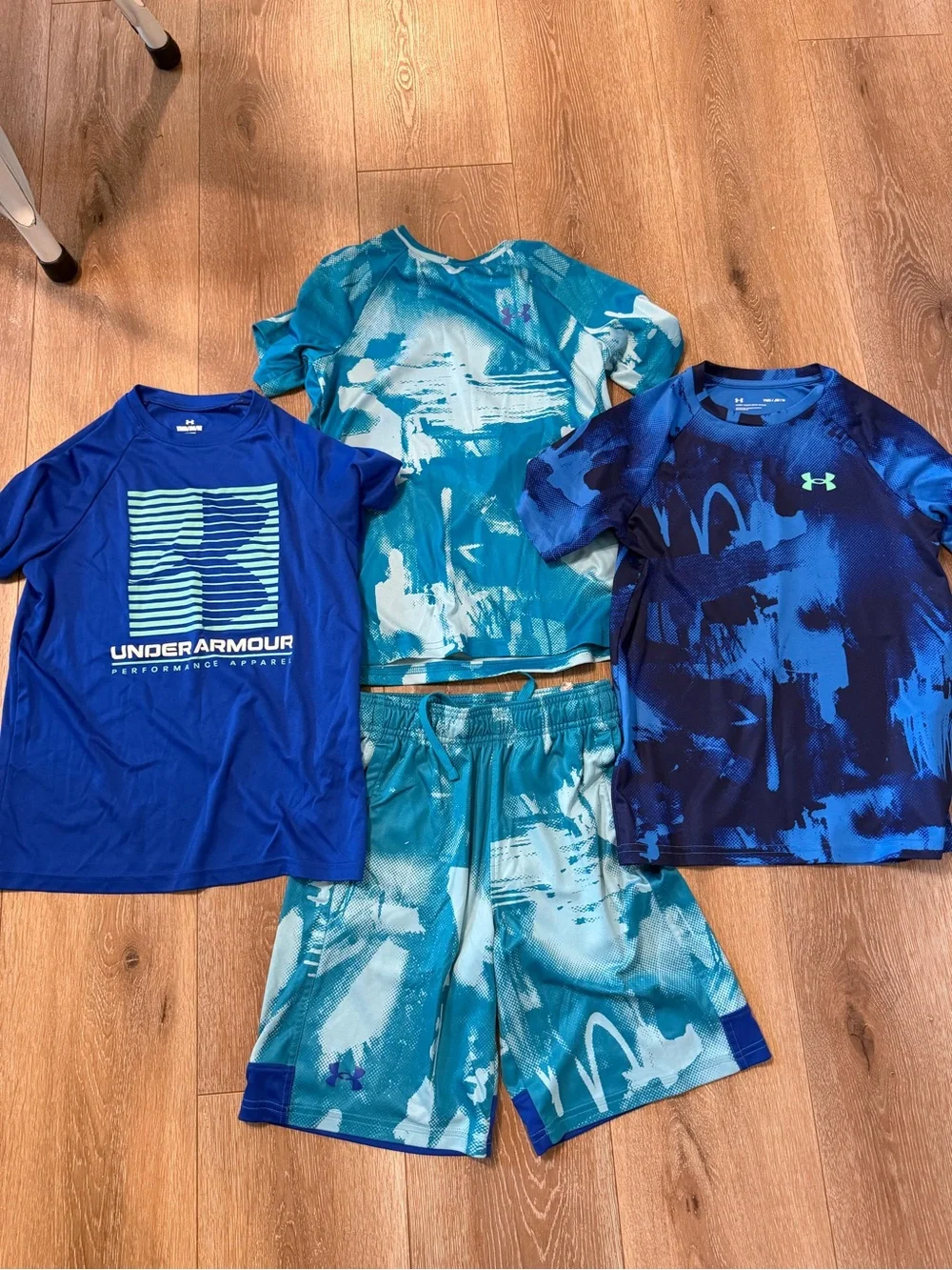 Under Armour Boys' Blue & Teal Swim Rashguard and Shorts Set